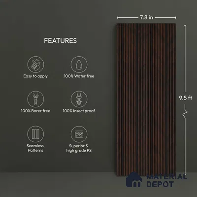 Wooden Look PN 05785 9.5 ft x 7.8 inch Charcoal Panel - 12 mm | Suitable for Feature Wall, TV Unit & Living Room | Width is Subjected to 5% Variation