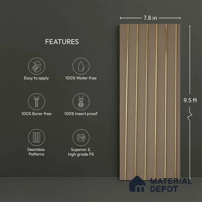 Wooden Look PN 05786 9.5 ft x 7.8 inch Charcoal Panel - 12 mm | Suitable for Feature Wall, TV Unit & Living Room | Width is Subjected to 5% Variation