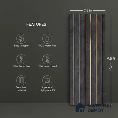 Grey Metallic Look PN 05787 9.5 ft x 7.8 inch Charcoal Panel - 12 mm | Suitable for Feature Wall, TV Unit & Living Room | Width is Subjected to 5% Variation