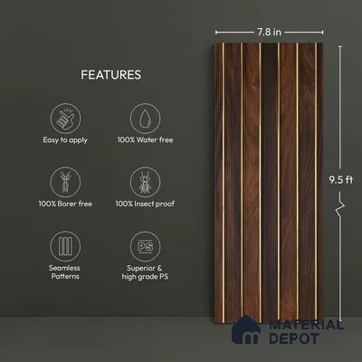 Wooden Look PN 05790 9.5 ft x 7.8 inch Charcoal Panel - 12 mm | Suitable for Feature Wall, TV Unit & Living Room | Width is Subjected to 5% Variation