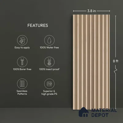 Gold Metallic Look PN 05986 8 ft x 3.8 inch Charcoal Panel - 7 mm | Suitable for Feature Wall, TV Unit & Living Room | Width is Subjected to 5% Variation
