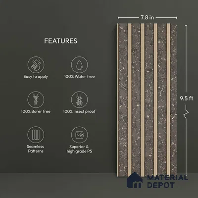 Grey Marble Look PN 06109 9.5 ft x 7.8 inch Charcoal Panel - 12 mm | Suitable for Feature Wall, TV Unit & Living Room | Width is Subjected to 5% Variation