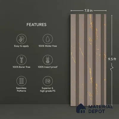 Grey Marble Look PN 06157 9.5 ft x 7.8 inch Charcoal Panel - 12 mm | Suitable for Feature Wall, TV Unit & Living Room | Width is Subjected to 5% Variation