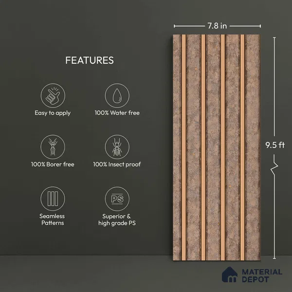 Brown Marble Look PN 06160 9.5 ft x 7.8 inch Charcoal Panel - 12 mm | Suitable for Feature Wall, TV Unit & Living Room | Width is Subjected to 5% Variation