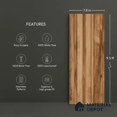 Wooden Look PN 06162 9.5 ft x 7.8 inch Charcoal Panel - 12 mm | Suitable for Feature Wall, TV Unit & Living Room | Width is Subjected to 5% Variation