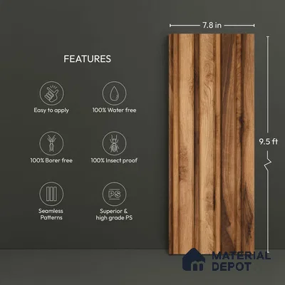 Wooden Look PN 06163 9.5 ft x 7.8 inch Charcoal Panel - 12 mm | Suitable for Feature Wall, TV Unit & Living Room | Width is Subjected to 5% Variation