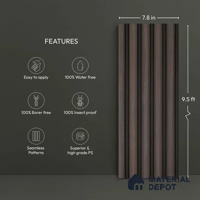 Wooden Look PN 06164 9.5 ft x 7.8 inch Charcoal Panel - 12 mm | Suitable for Feature Wall, TV Unit & Living Room | Width is Subjected to 5% Variation