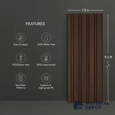 Wooden Look PN 06167 9.5 ft x 7.8 inch Charcoal Panel - 12 mm | Suitable for Feature Wall, TV Unit & Living Room | Width is Subjected to 5% Variation