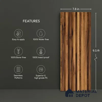 Wooden Look PN 06170 9.5 ft x 7.8 inch Charcoal Panel - 12 mm | Suitable for Feature Wall, TV Unit & Living Room | Width is Subjected to 5% Variation