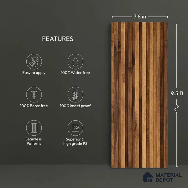 Wooden Look PN 06170 9.5 ft x 7.8 inch Charcoal Panel - 12 mm | Suitable for Feature Wall, TV Unit & Living Room | Width is Subjected to 5% Variation