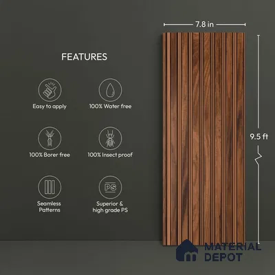 Wooden Look PN 06172 9.5 ft x 7.8 inch Charcoal Panel - 12 mm | Suitable for Feature Wall, TV Unit & Living Room | Width is Subjected to 5% Variation
