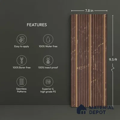 Brown Marble Look PN 06173 9.5 ft x 7.8 inch Charcoal Panel - 12 mm | Suitable for Feature Wall, TV Unit & Living Room | Width is Subjected to 5% Variation