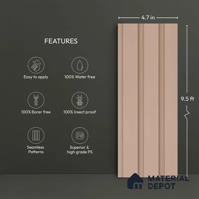 Beige Plain Colour Look PN 06218 B 9.5 ft x 4.7 inch Charcoal Panel - 12 mm | Suitable for Feature Wall, TV Unit & Living Room | Width is Subjected to 5% Variation