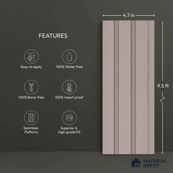 Grey Plain Colour Look PN 06219 9.5 ft x 4.7 inch Charcoal Panel - 12 mm | Suitable for Feature Wall, TV Unit & Living Room | Width is Subjected to 5% Variation