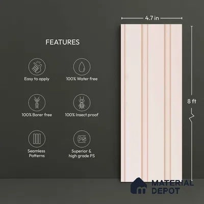 Cream Plain Colour Look PN 06220 9.5 ft x 4.7 inch Charcoal Panel - 12 mm | Suitable for Feature Wall, TV Unit & Living Room | Width is Subjected to 5% Variation
