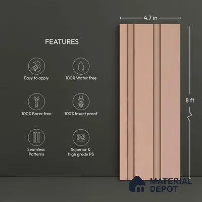 Beige Plain Colour Look PN 06221 9.5 ft x 4.7 inch Charcoal Panel - 12 mm | Suitable for Feature Wall, TV Unit & Living Room | Width is Subjected to 5% Variation