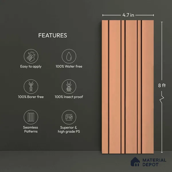 Orange Plain Colour Look PN 06222 9.5 ft x 4.7 inch Charcoal Panel - 12 mm | Suitable for Feature Wall, TV Unit & Living Room | Width is Subjected to 5% Variation