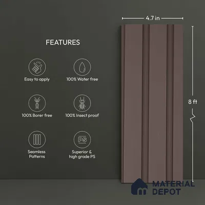 Brown Plain Colour Look PN 06224 9.5 ft x 4.7 inch Charcoal Panel - 12 mm | Suitable for Feature Wall, TV Unit & Living Room | Width is Subjected to 5% Variation