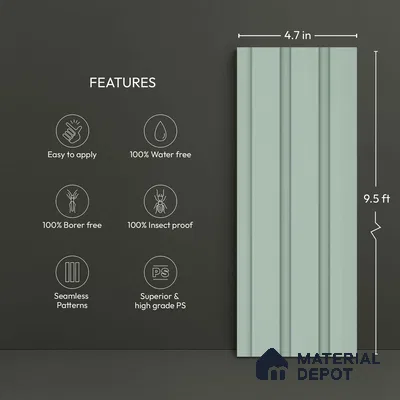 Green Plain Colour Look PN 06226 B 9.5 ft x 4.7 inch Charcoal Panel - 12 mm | Suitable for Feature Wall, TV Unit & Living Room | Width is Subjected to 5% Variation