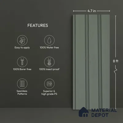 Green Plain Colour Look PN 06228 9.5 ft x 4.7 inch Charcoal Panel - 12 mm | Suitable for Feature Wall, TV Unit & Living Room | Width is Subjected to 5% Variation