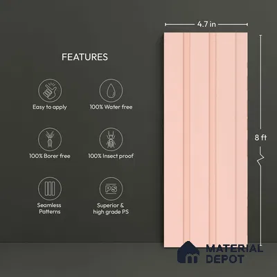Pink Plain Colour Look PN 06229 9.5 ft x 4.7 inch Charcoal Panel - 12 mm | Suitable for Feature Wall, TV Unit & Living Room | Width is Subjected to 5% Variation