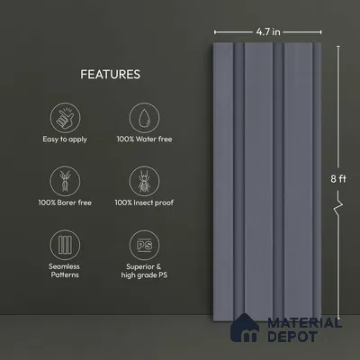 Grey Plain Colour Look PN 06230 9.5 ft x 4.7 inch Charcoal Panel - 12 mm | Suitable for Feature Wall, TV Unit & Living Room | Width is Subjected to 5% Variation