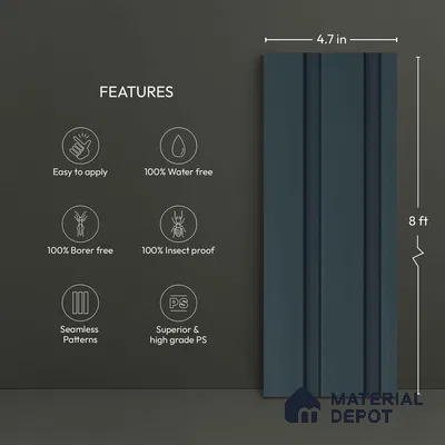 Grey Plain Colour Look PN 06231 9.5 ft x 4.7 inch Charcoal Panel - 12 mm | Suitable for Feature Wall, TV Unit & Living Room | Width is Subjected to 5% Variation