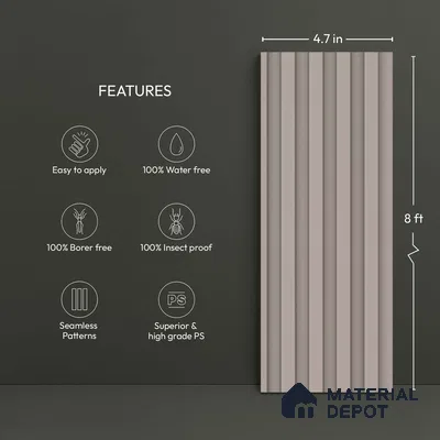 Beige Plain Colour Look PN 06233 9.5 ft x 4.7 inch Charcoal Panel - 12 mm | Suitable for Feature Wall, TV Unit & Living Room | Width is Subjected to 5% Variation
