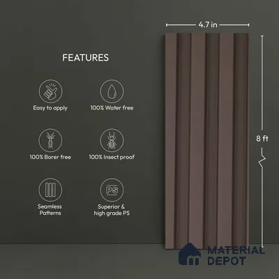 Brown Plain Colour Look PN 06234 9.5 ft x 4.7 inch Charcoal Panel - 12 mm | Suitable for Feature Wall, TV Unit & Living Room | Width is Subjected to 5% Variation