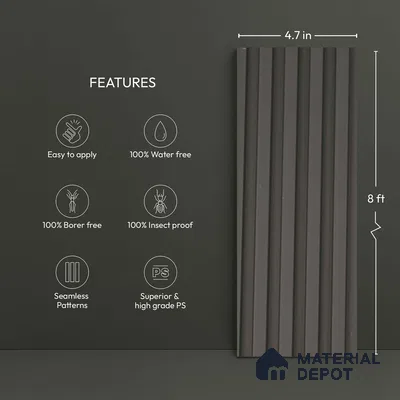 Grey Plain Colour Look PN 06235 9.5 ft x 4.7 inch Charcoal Panel - 12 mm | Suitable for Feature Wall, TV Unit & Living Room | Width is Subjected to 5% Variation