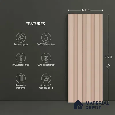 Beige Plain Colour Look PN 06236 B 9.5 ft x 4.7 inch Charcoal Panel - 12 mm | Suitable for Feature Wall, TV Unit & Living Room | Width is Subjected to 5% Variation