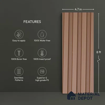 Brown Plain Colour Look PN 06240 9.5 ft x 4.7 inch Charcoal Panel - 12 mm | Suitable for Feature Wall, TV Unit & Living Room | Width is Subjected to 5% Variation