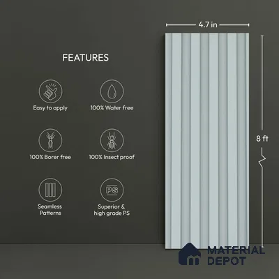 Blue Plain Colour Look PN 06242 9.5 ft x 4.7 inch Charcoal Panel - 12 mm | Suitable for Feature Wall, TV Unit & Living Room | Width is Subjected to 5% Variation