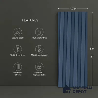 Blue Plain Colour Look PN 06246 9.5 ft x 4.7 inch Charcoal Panel - 12 mm | Suitable for Feature Wall, TV Unit & Living Room | Width is Subjected to 5% Variation