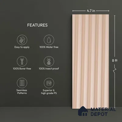 Beige Plain Colour Look PN 06247 9.5 ft x 4.7 inch Charcoal Panel - 12 mm | Suitable for Feature Wall, TV Unit & Living Room | Width is Subjected to 5% Variation