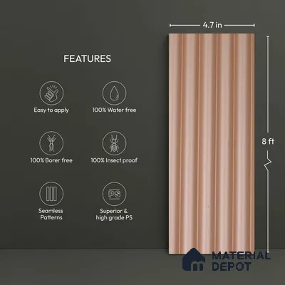 Pink Metallic Look PN 06248 9.5 ft x 4.7 inch Charcoal Panel - 12 mm | Suitable for Feature Wall, TV Unit & Living Room | Width is Subjected to 5% Variation