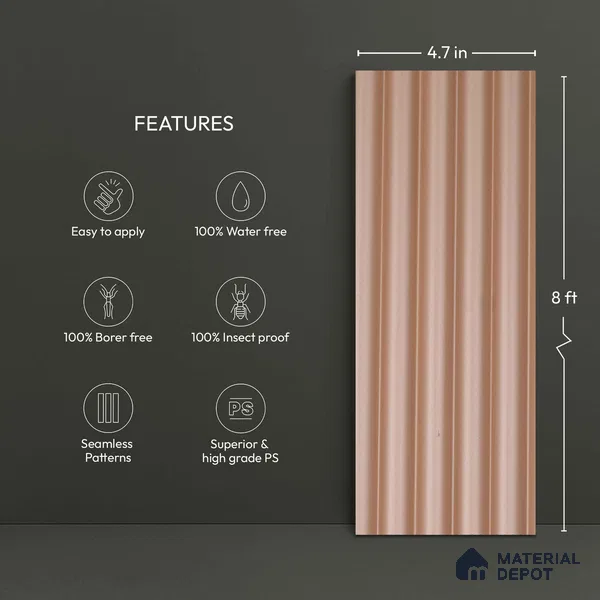 Pink Metallic Look PN 06248 9.5 ft x 4.7 inch Charcoal Panel - 12 mm | Suitable for Feature Wall, TV Unit & Living Room | Width is Subjected to 5% Variation