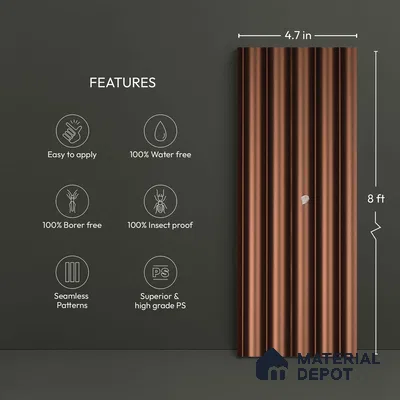 Brown Metallic Look PN 06250 9.5 ft x 4.7 inch Charcoal Panel - 12 mm | Suitable for Feature Wall, TV Unit & Living Room | Width is Subjected to 5% Variation