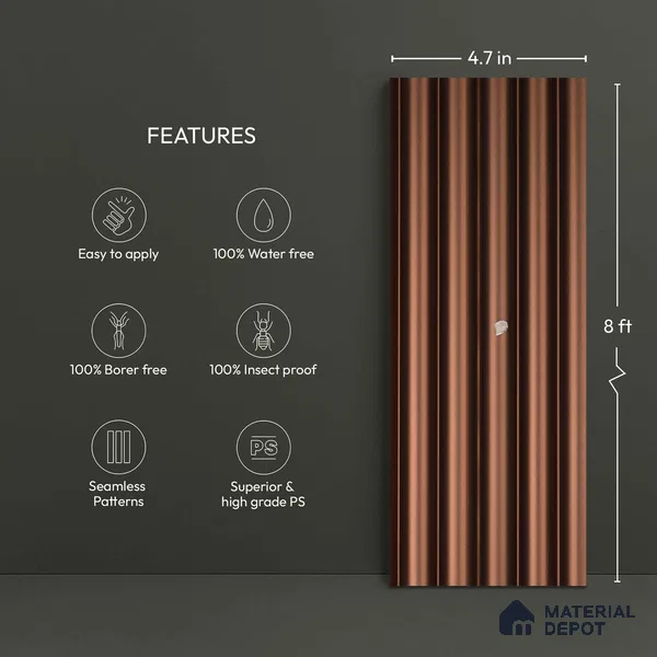 Brown Metallic Look PN 06250 9.5 ft x 4.7 inch Charcoal Panel - 12 mm | Suitable for Feature Wall, TV Unit & Living Room | Width is Subjected to 5% Variation