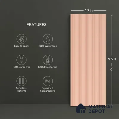 Pink Metallic Look PN 06251 9.5 ft x 4.7 inch Charcoal Panel - 12 mm | Suitable for Feature Wall, TV Unit & Living Room | Width is Subjected to 5% Variation