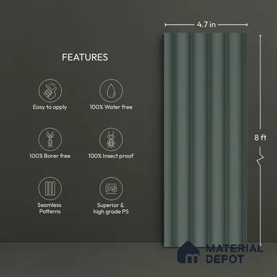Green Plain Colour Look PN 06254 9.5 ft x 4.7 inch Charcoal Panel - 12 mm | Suitable for Feature Wall, TV Unit & Living Room | Width is Subjected to 5% Variation