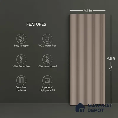 Grey Plain Colour Look PN 06258 B 9.5 ft x 4.7 inch Charcoal Panel - 12 mm | Suitable for Feature Wall, TV Unit & Living Room | Width is Subjected to 5% Variation