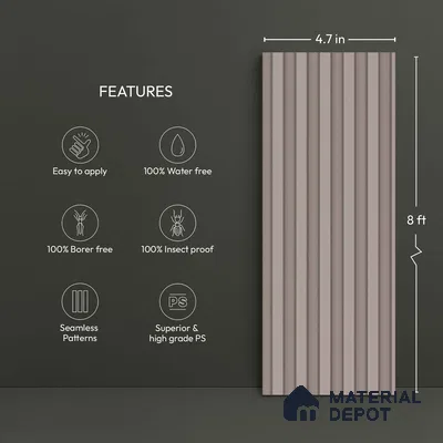 Grey Plain Colour Look PN 06262 9.5 ft x 4.7 inch Charcoal Panel - 12 mm | Suitable for Feature Wall, TV Unit & Living Room | Width is Subjected to 5% Variation