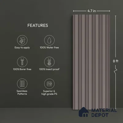 Grey Plain Colour Look PN 06263 9.5 ft x 4.7 inch Charcoal Panel - 12 mm | Suitable for Feature Wall, TV Unit & Living Room | Width is Subjected to 5% Variation
