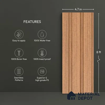 Wooden Look PN 06268 9.5 ft x 4.7 inch Charcoal Panel - 12 mm | Suitable for Feature Wall, TV Unit & Living Room | Width is Subjected to 5% Variation