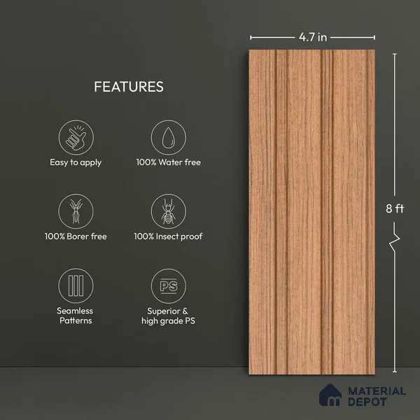 Wooden Look PN 06268 9.5 ft x 4.7 inch Charcoal Panel - 12 mm | Suitable for Feature Wall, TV Unit & Living Room | Width is Subjected to 5% Variation