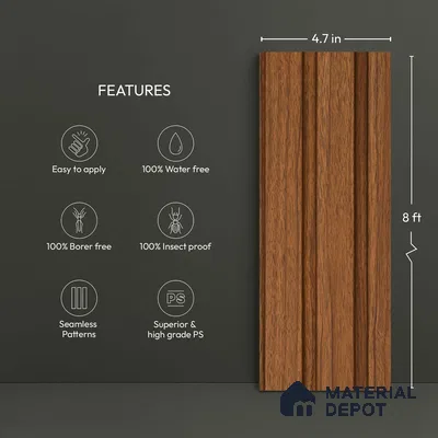 Wooden Look PN 06270 9.5 ft x 4.7 inch Charcoal Panel - 12 mm | Suitable for Feature Wall, TV Unit & Living Room | Width is Subjected to 5% Variation