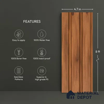 Wooden Look PN 06271 9.5 ft x 4.7 inch Charcoal Panel - 12 mm | Suitable for Feature Wall, TV Unit & Living Room | Width is Subjected to 5% Variation