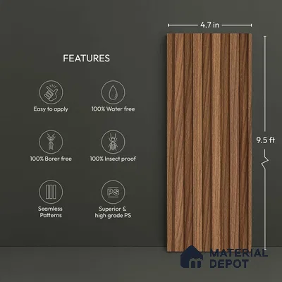 Wooden Look PN 06274 B 9.5 ft x 4.7 inch Charcoal Panel - 12 mm | Suitable for Feature Wall, TV Unit & Living Room | Width is Subjected to 5% Variation