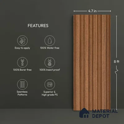 Wooden Look PN 06275 9.5 ft x 4.7 inch Charcoal Panel - 12 mm | Suitable for Feature Wall, TV Unit & Living Room | Width is Subjected to 5% Variation